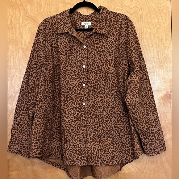Style & Co. Leopard Print Cotton Blouse 3X - Picture 1 of 5